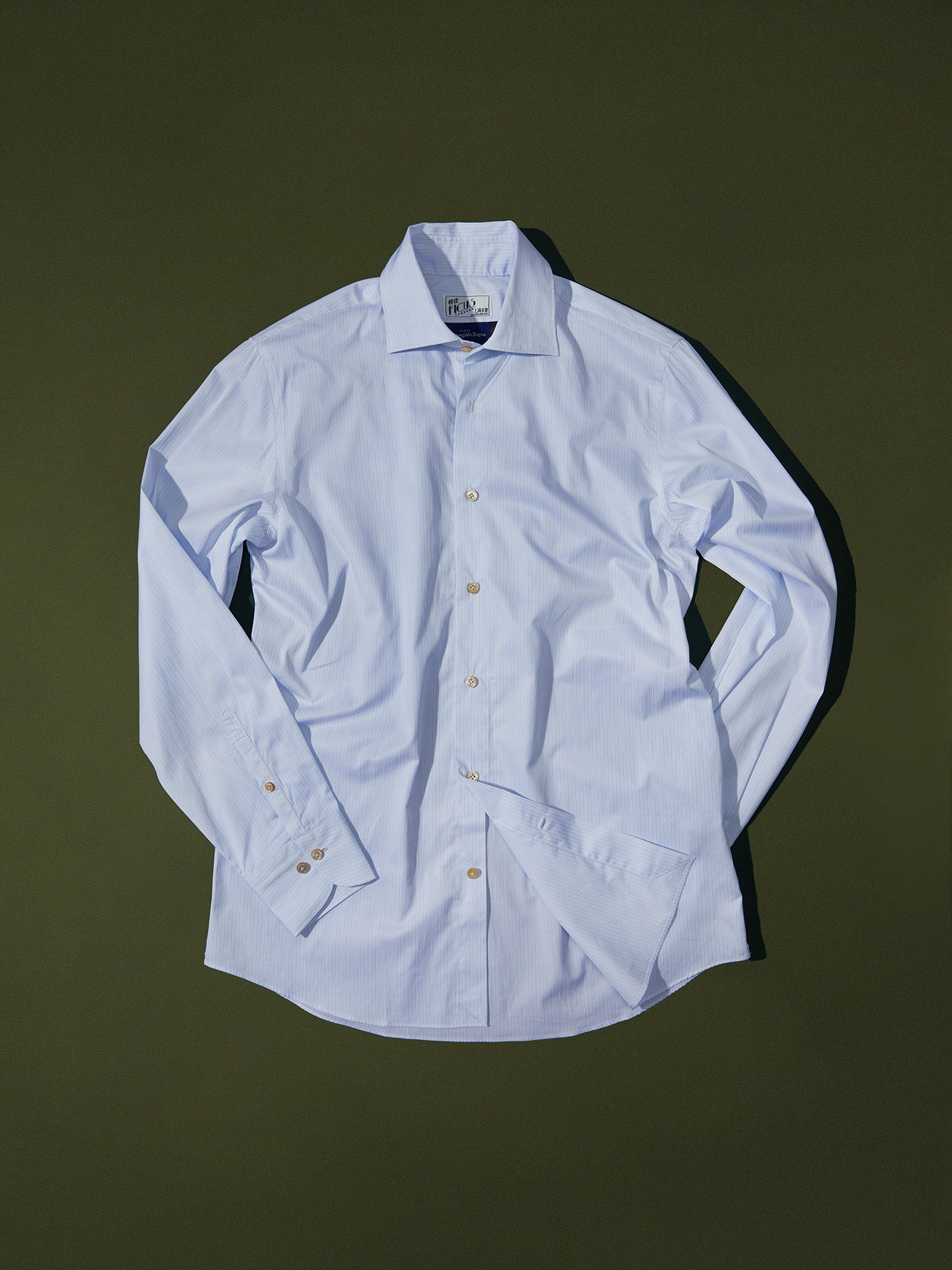 Neapolitan Light Blue and White Stripe Cotton Spread Collar Handcrafted Shirt - Zegna