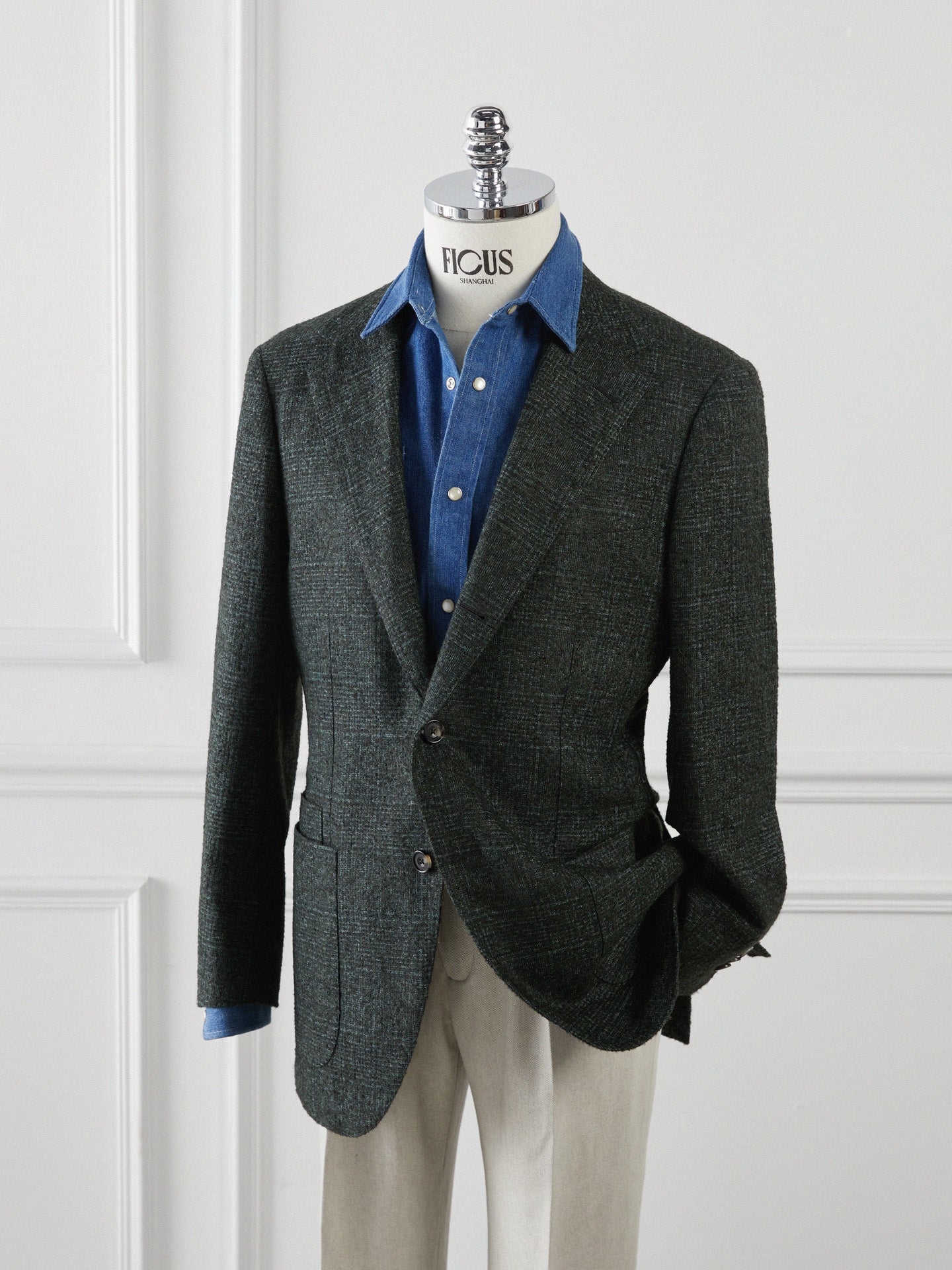 Green Wool/Alpaca Tailored Jacket - Loro Piana