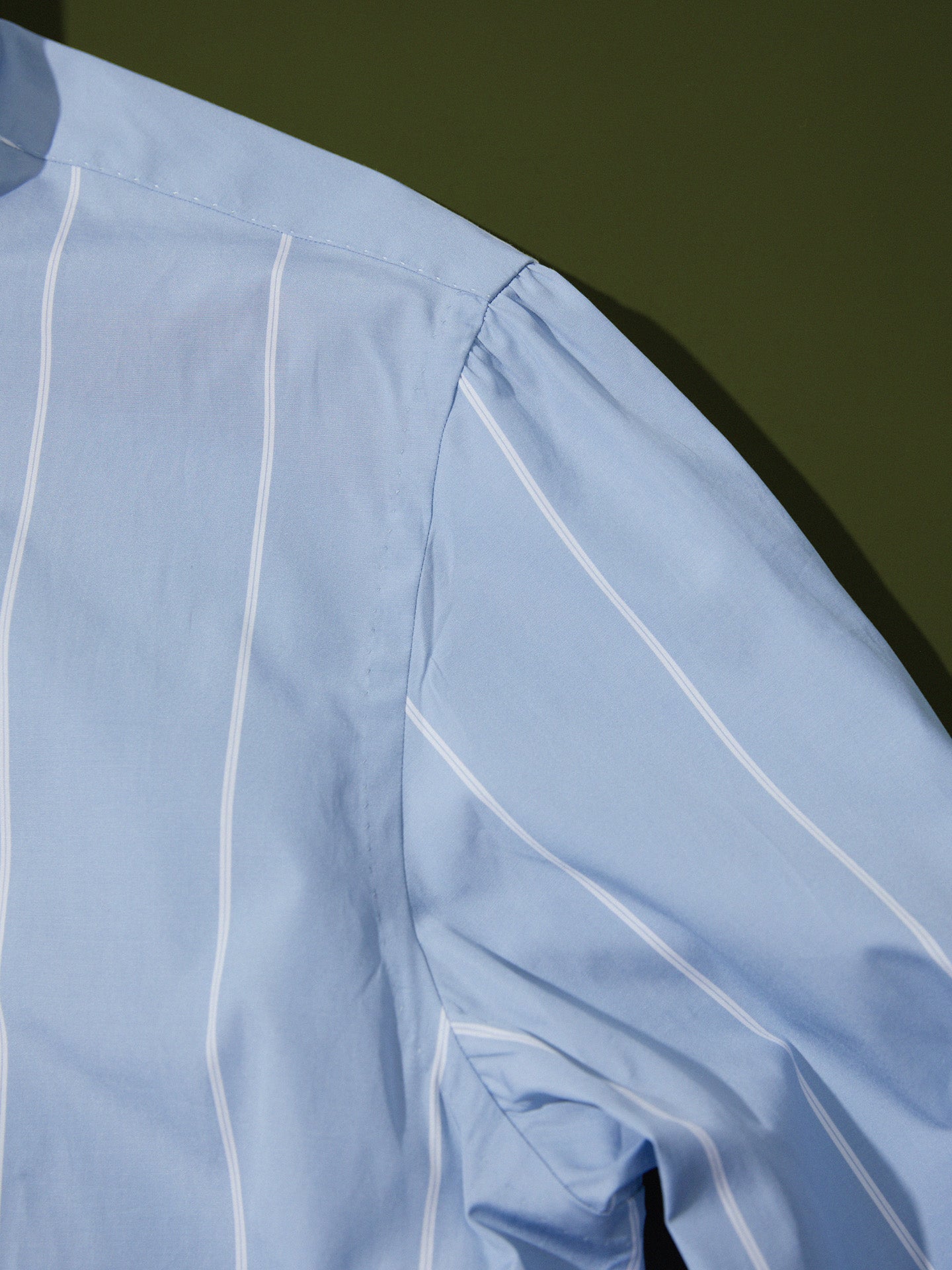 Neapolitan Blue and White Wide Stripe Cotton Spread Collar Handcrafted Shirt - Canclini