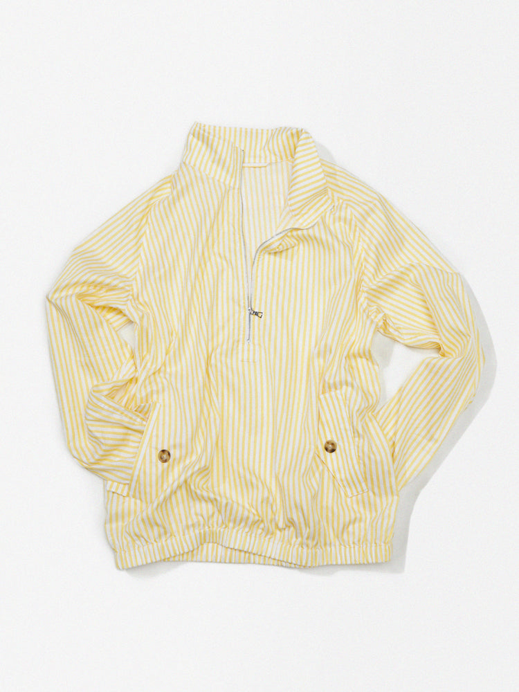 Yellow Stripe Cotton Quarter Zip Pullover Shirt