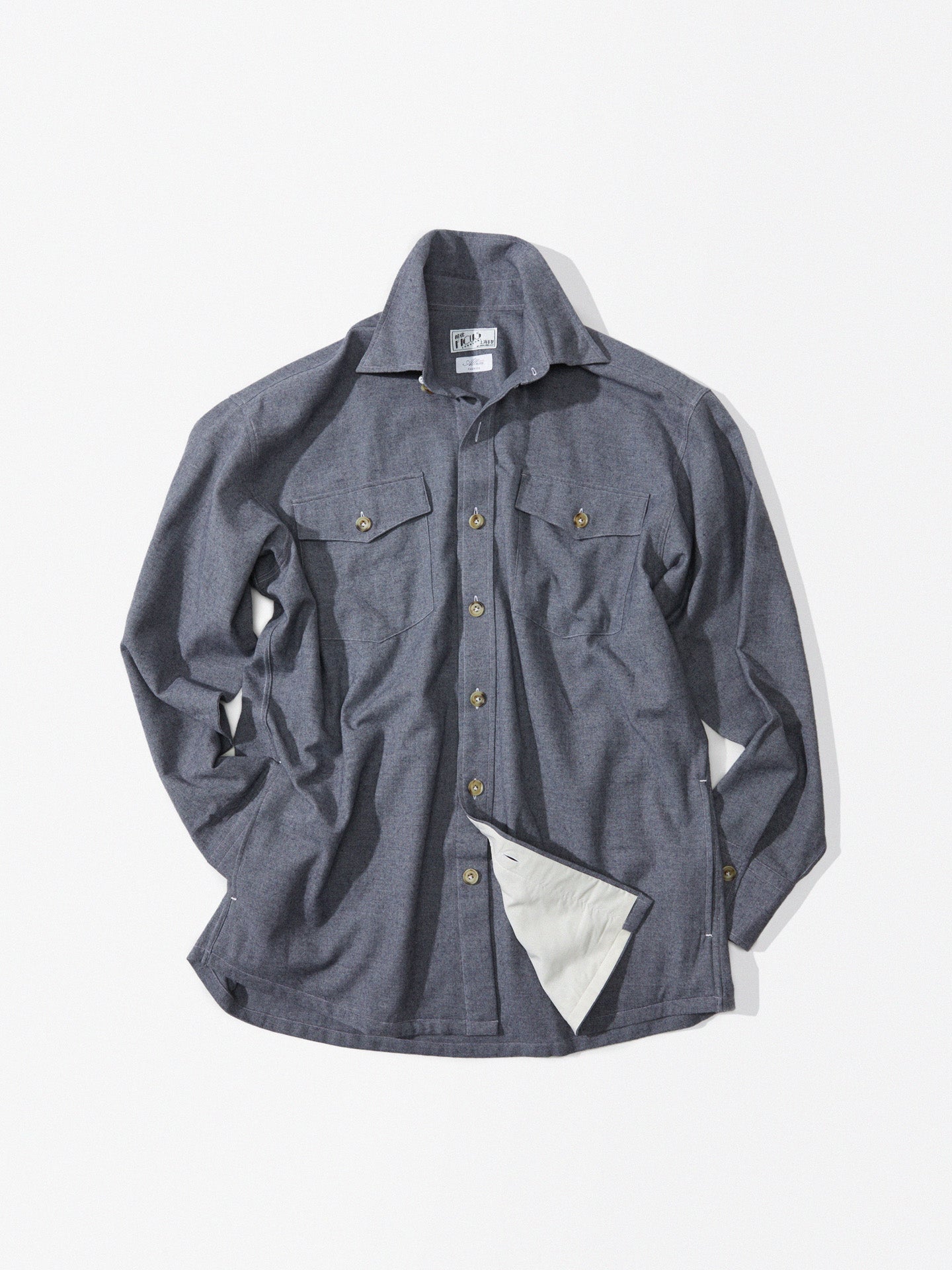 Song Blue Cotton/ Wool/ Cashmere Shirt Jacket - Albini