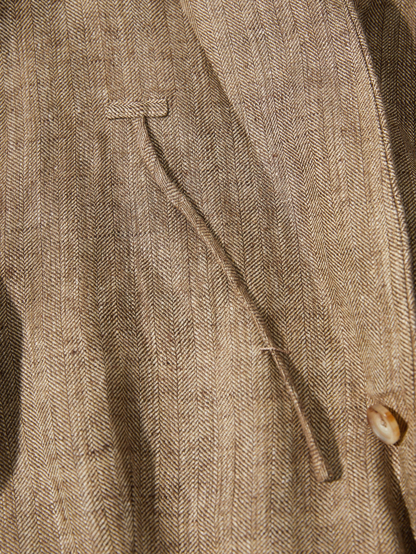 Coffee Herrinbone Linen/Silk Unstructured Oriental Blazer