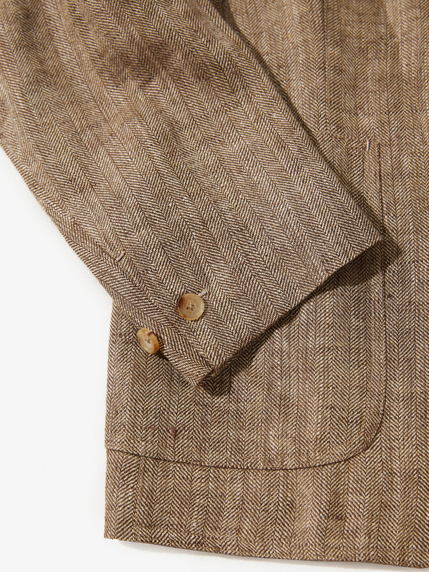 Coffee Herrinbone Linen/Silk Unstructured Oriental Blazer