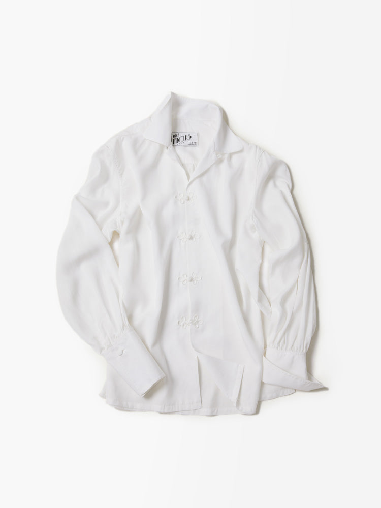 White Camp Collar Frogged Handcrafted Shirt - Women's