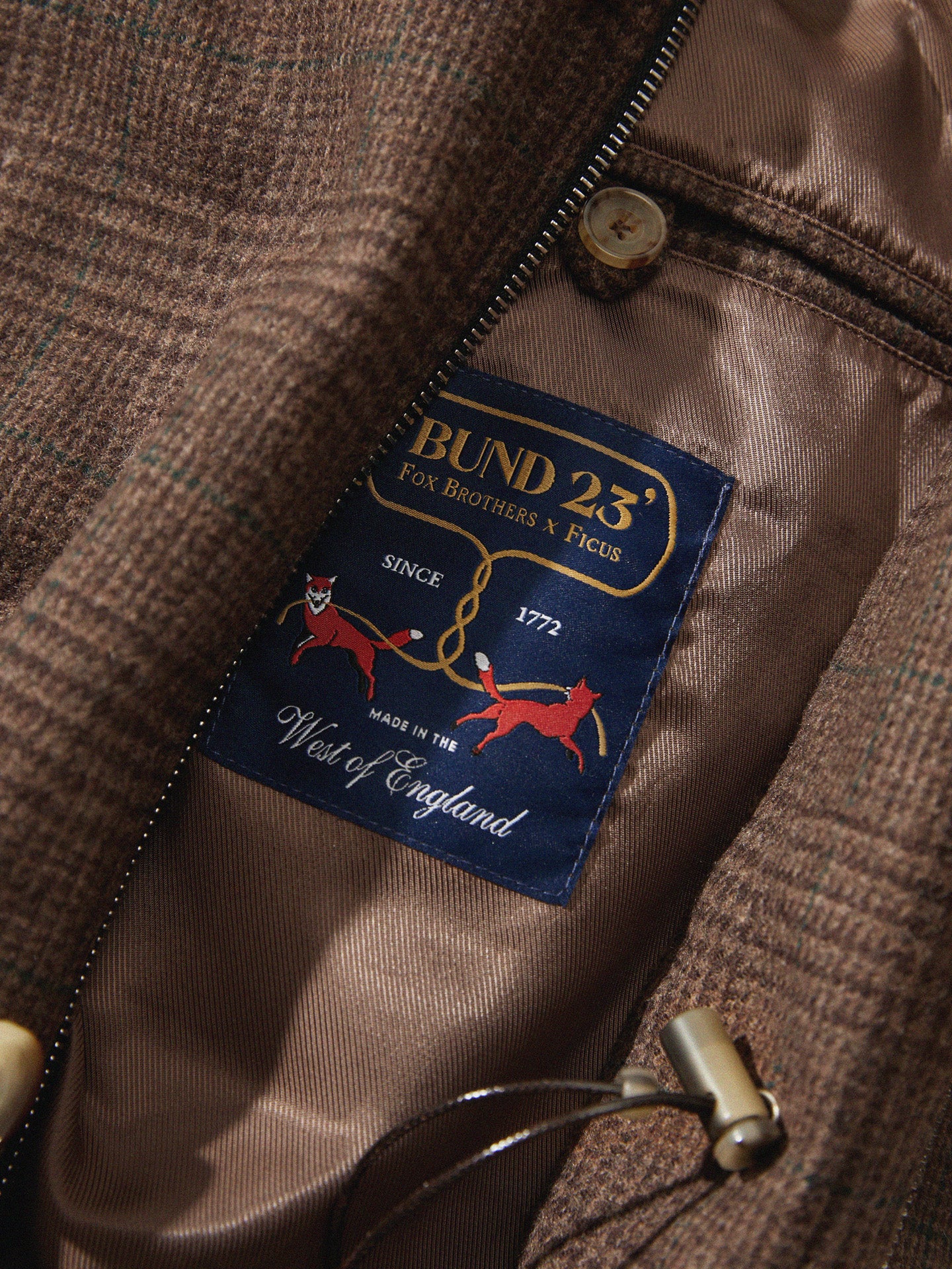 Brown Glen Check Wool Flannel  ‘Khingan’ Coat - Fox Brothers