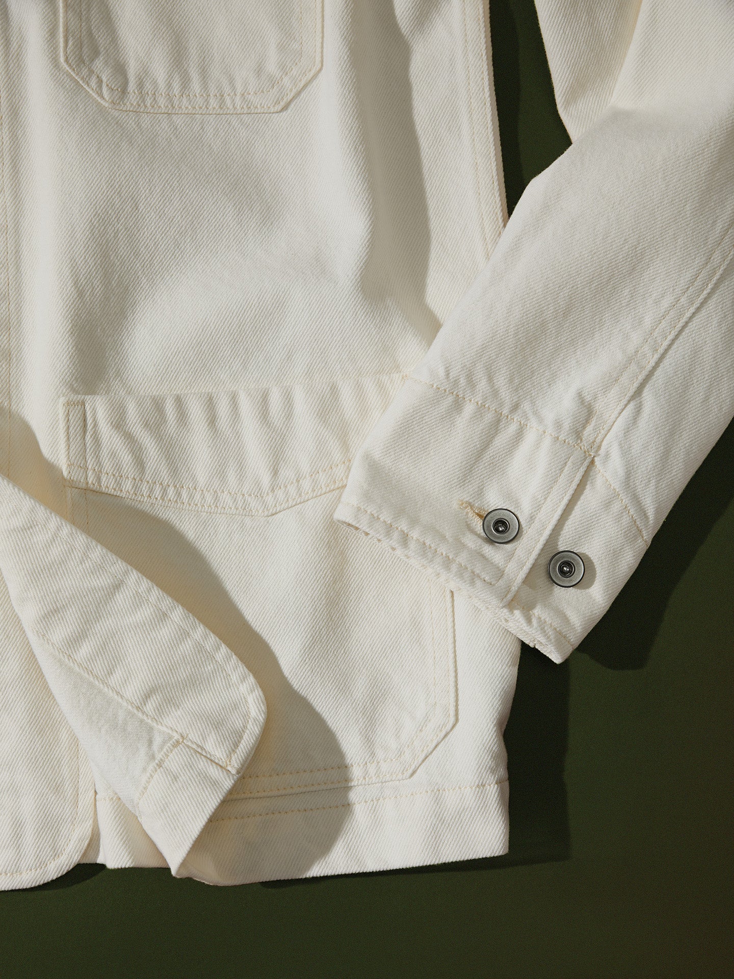 Ecru Washed Denim Five-Pocket ‘Writer ‘Jacket