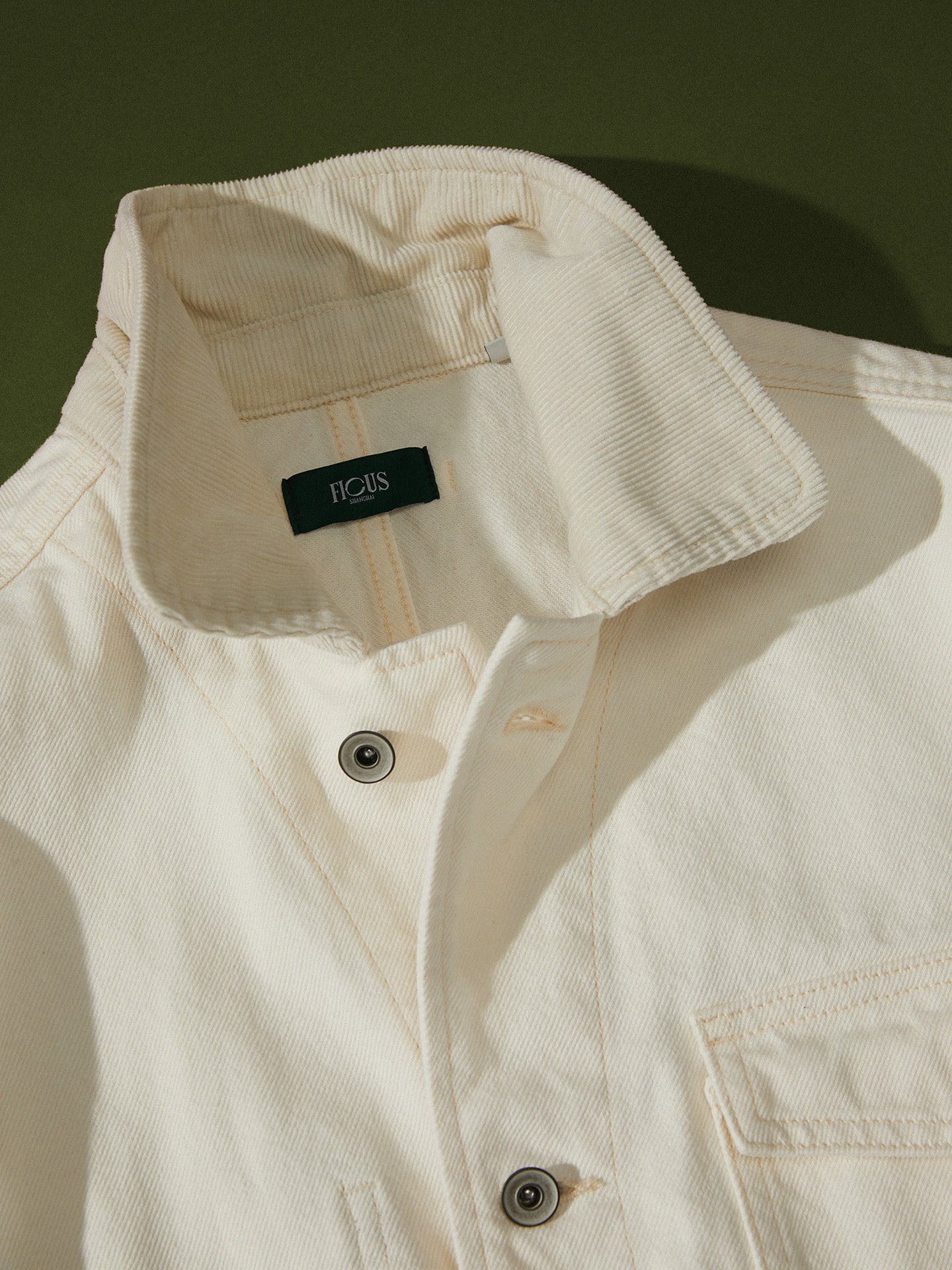 Ecru Washed Denim Five-Pocket ‘Writer ‘Jacket