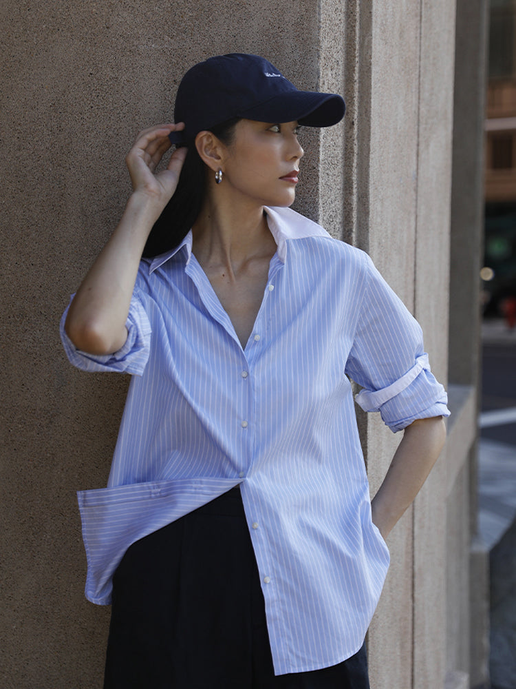 Blue & White Striped Shirt - Women's
