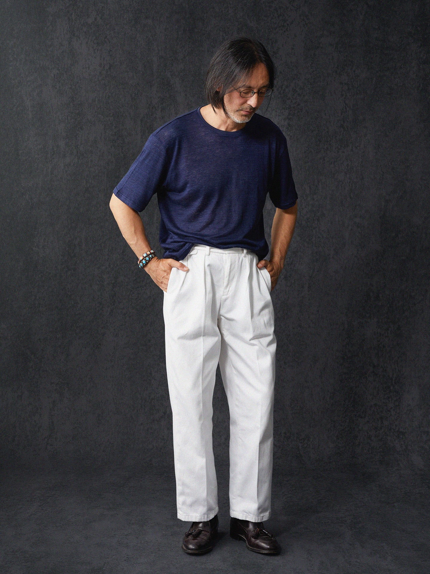 PREMIÈRE Linen Short-Sleeved T-shirt In Navy
