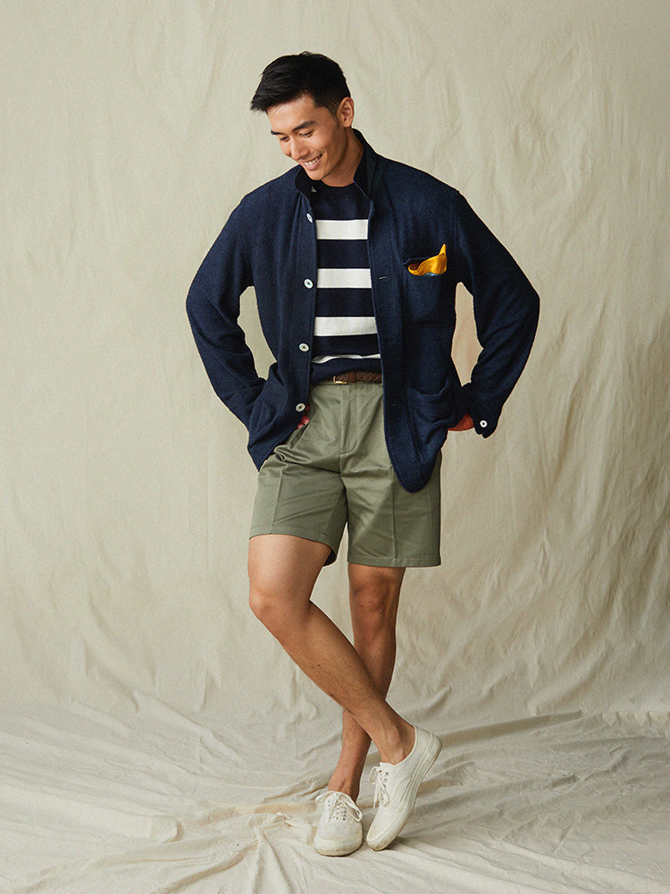 Terry Towelling Writer II Shirt Jacket In Navy