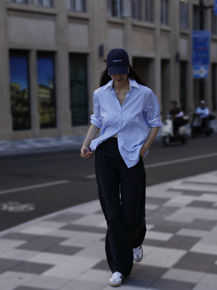 Blue & White Striped Shirt - Women's