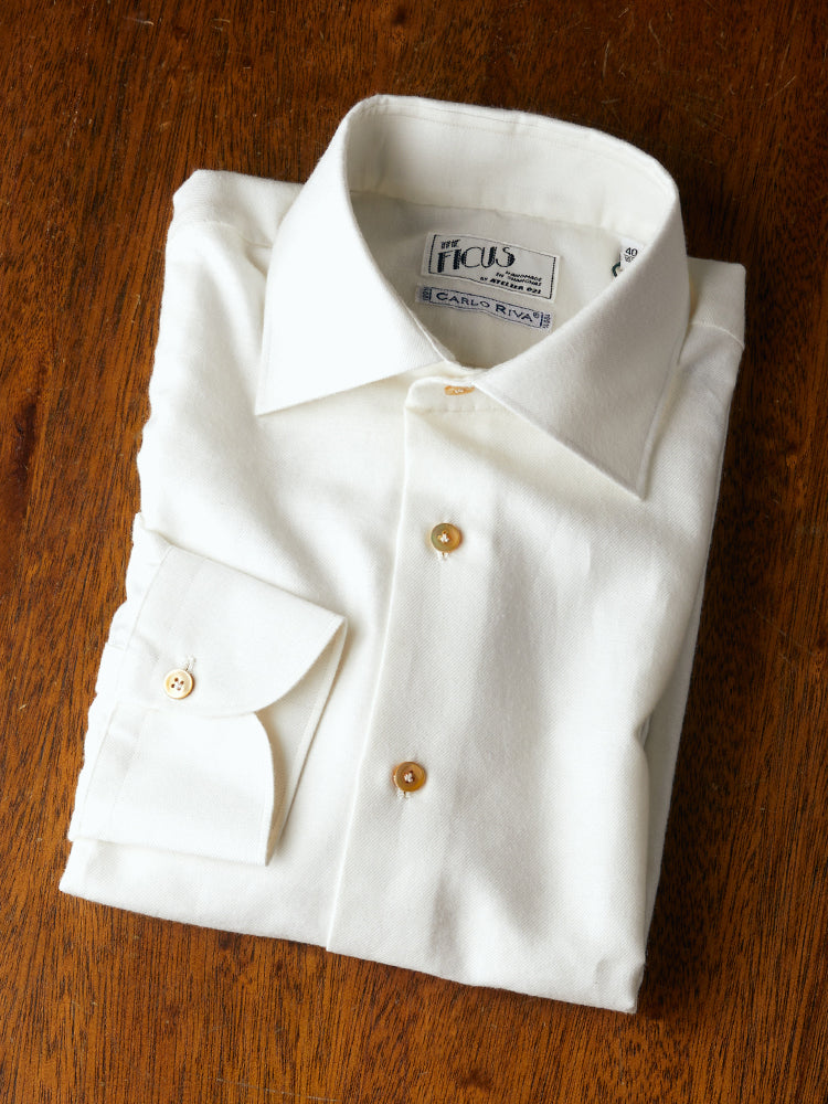 Neapolitan Cotton/Cashmere Handcrafted Shirt - Off-White/Carlo Riva