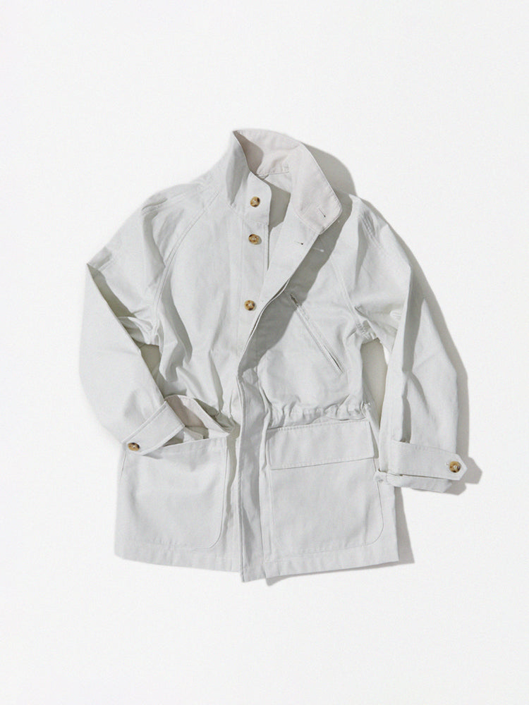 Off-White Cotton Gabardine ‘Vidocq’ Raglan Rain Coat