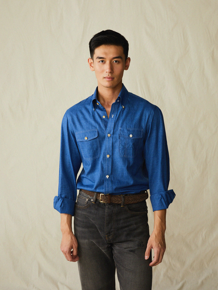 Denim Button-Down Handcrafted Shirt - Carlo Riva
