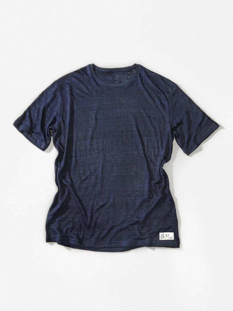 PREMIÈRE Linen Short-Sleeved T-shirt In Navy