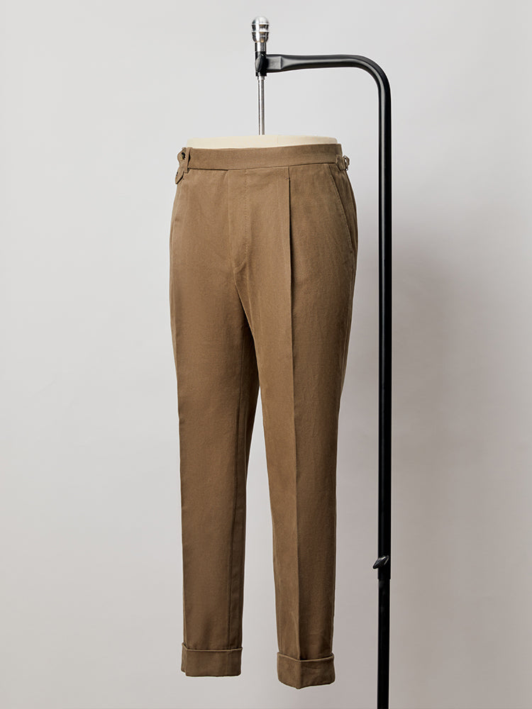 COTTON WAY MOVA Heavyweight Cotton Trousers - Loro Piana / Dark Brown