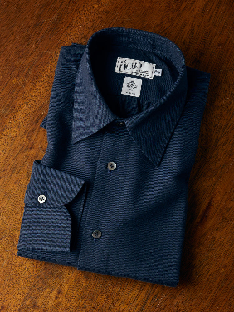 Neapolitan Cotton/Cashmere Handcrafted Shirt - Navy/Thomas Mason