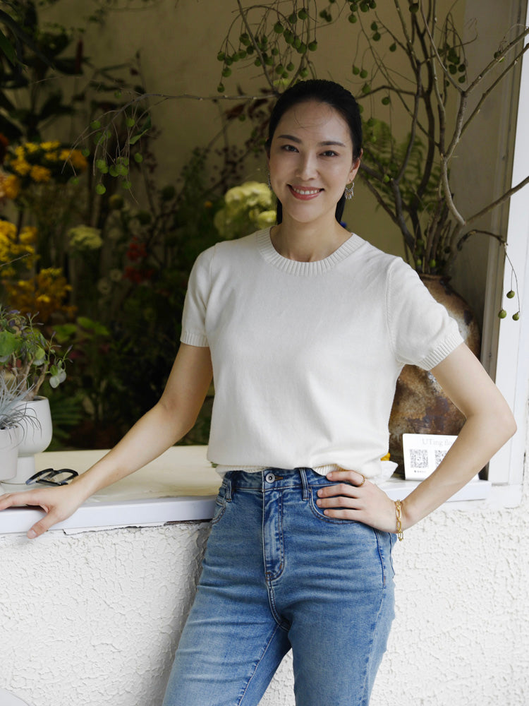 Cashco Cotton/Cashmere Knitted Tee - Women’s