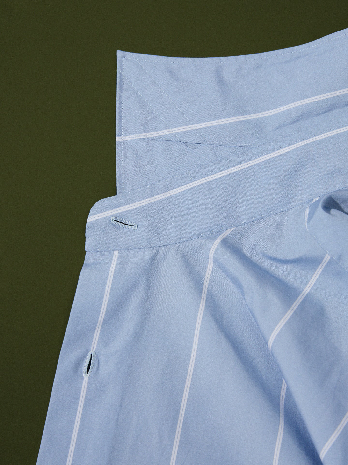 Neapolitan Blue and White Wide Stripe Cotton Spread Collar Handcrafted Shirt - Canclini