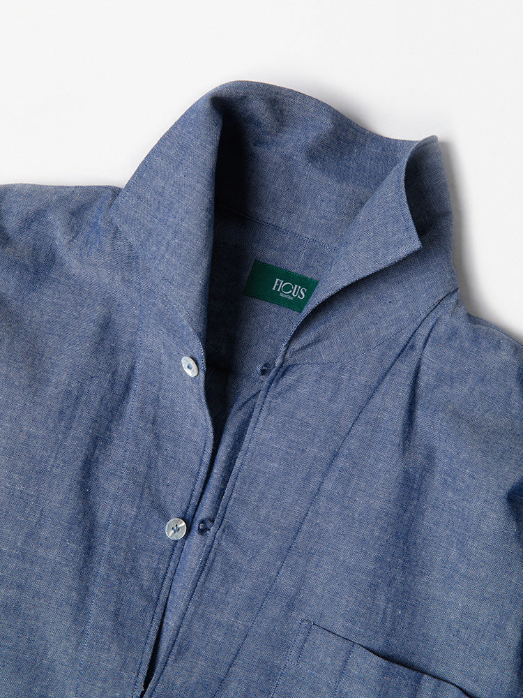 Chambray Polo Pullover Shirt - Blue