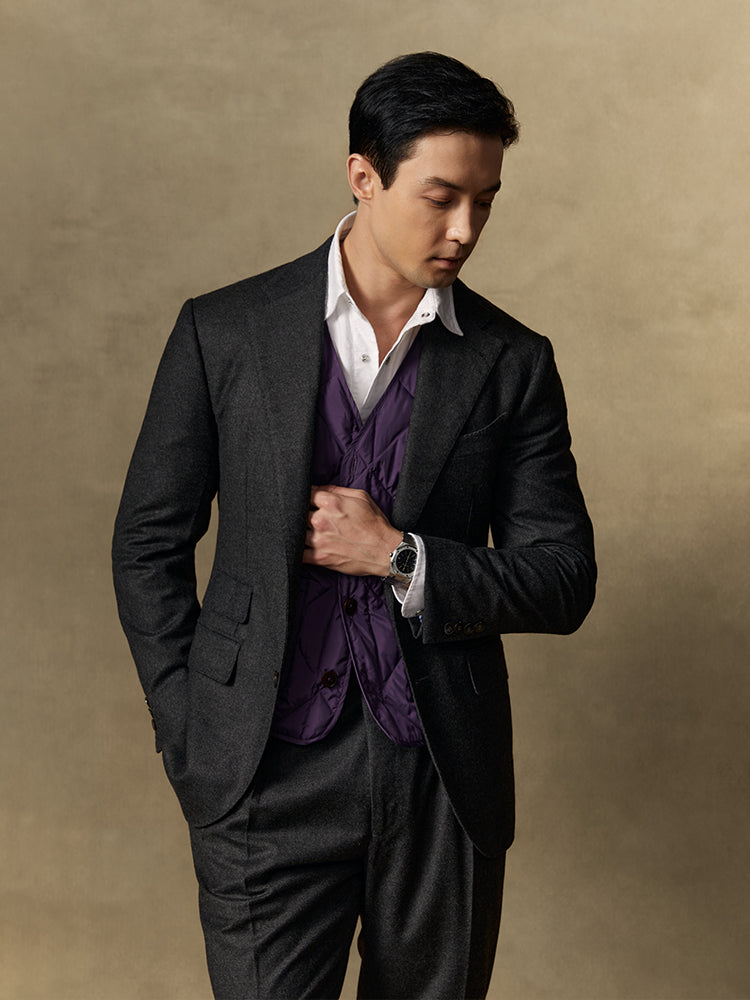 FAVOLA Flannel Suit Jacket / Trousers - Loro Piana / Charcoal