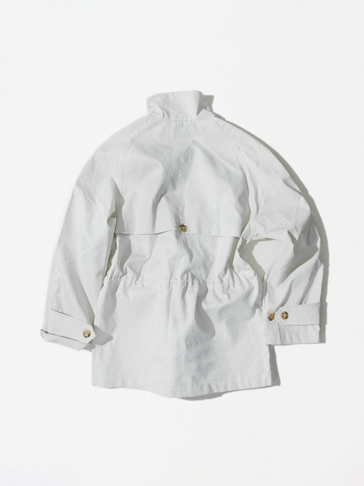Off-White Cotton Gabardine ‘Vidocq’ Raglan Rain Coat