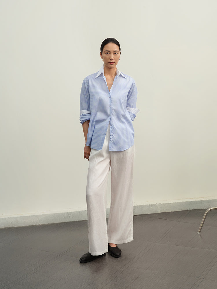 Blue & White Striped Shirt - Women's
