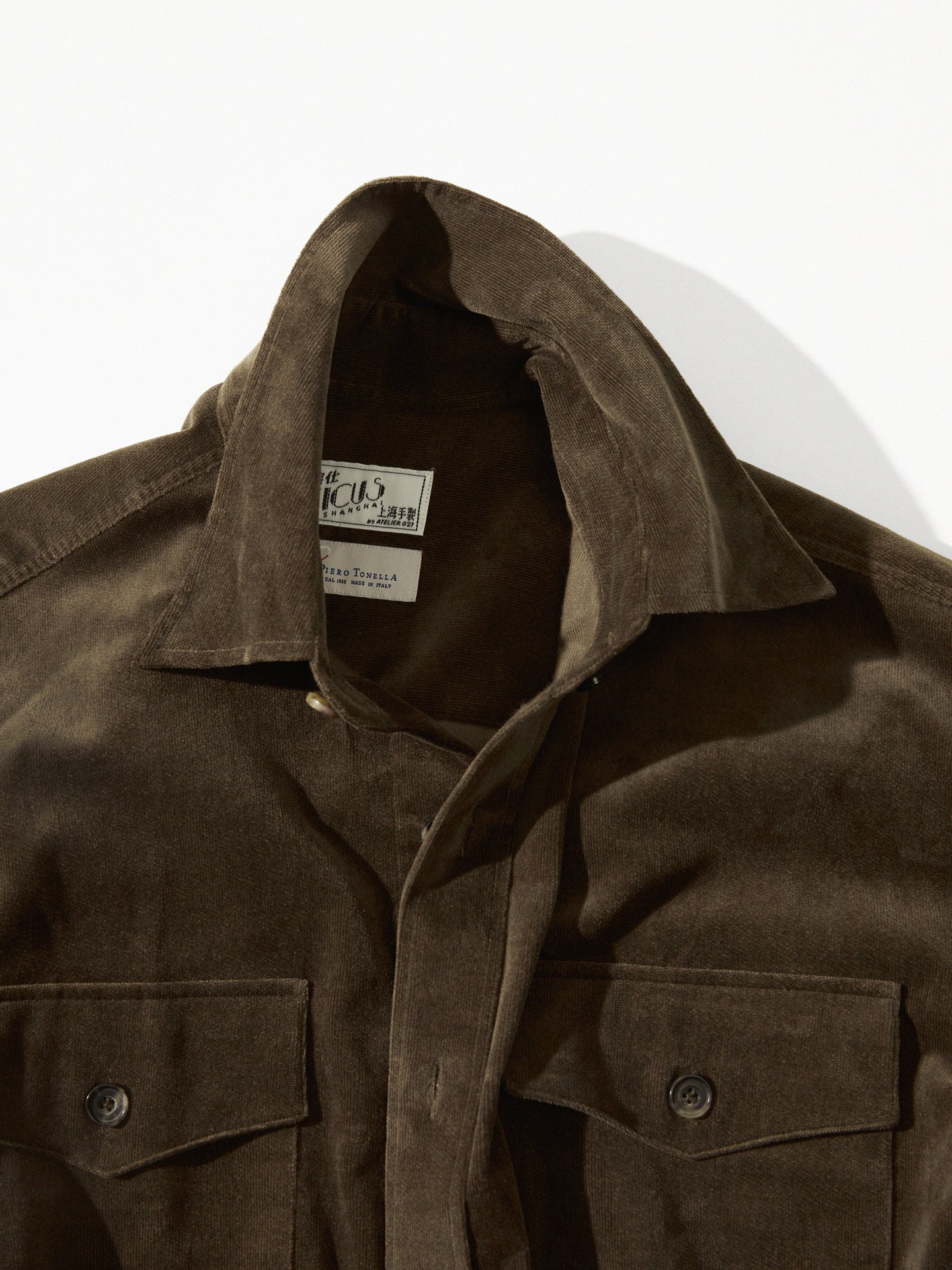 Brown Corduroy Cotton Shirt Jacket - Piero Tonella