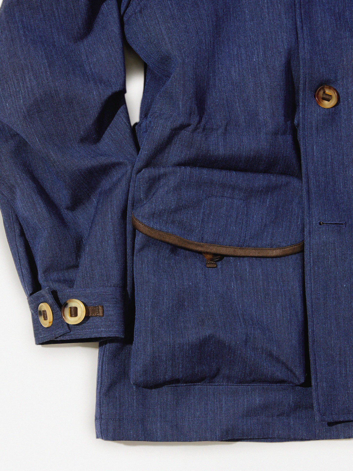 Blue Water-Repellent Silk/Linen/Wool Canada Coat