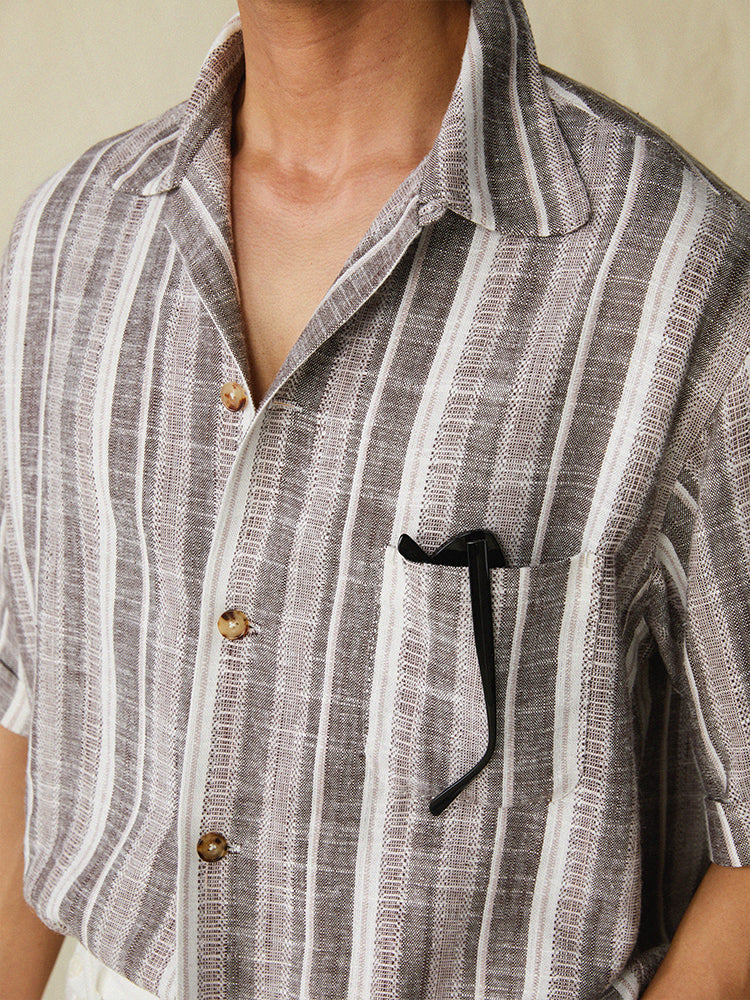 Neapolitan Multi-Color Jacquard Stripe Aloha Shirt