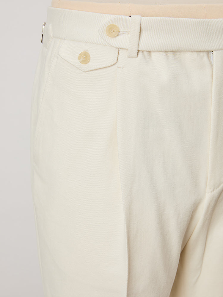 COTTON WAY MOVA Heavyweight Cotton Trousers - Loro Piana / White