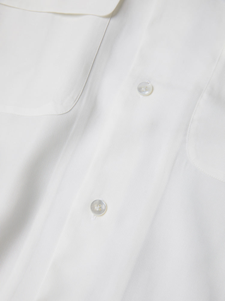 Havana Camp Collar Long Sleeve Shirt - Cotton Linen Tencel/White