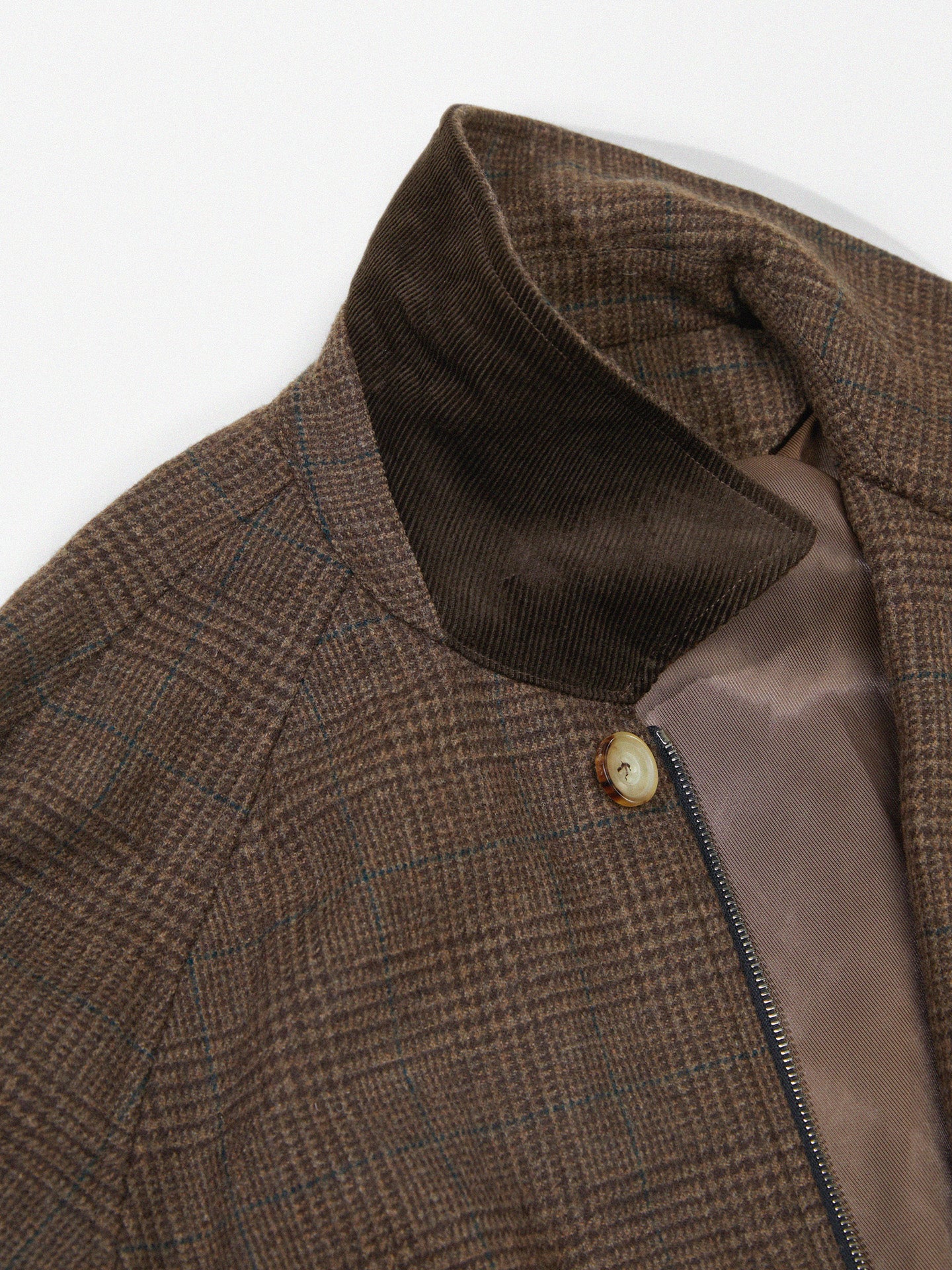 Brown Glen Check Wool Flannel  ‘Khingan’ Coat - Fox Brothers