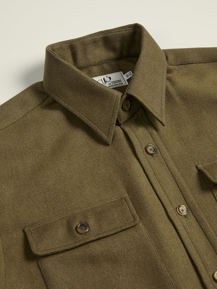 Cotton/Tencel Shirt Jacket - Albini / Olive
