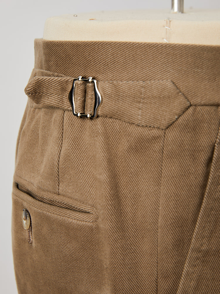 COTTON WAY MOVA Heavyweight Cotton Trousers - Loro Piana / Dark Brown