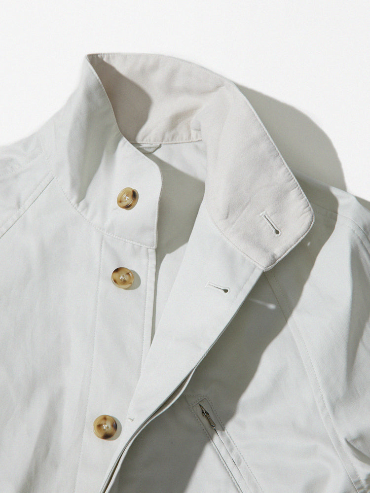 Off-White Cotton Gabardine ‘Vidocq’ Raglan Rain Coat