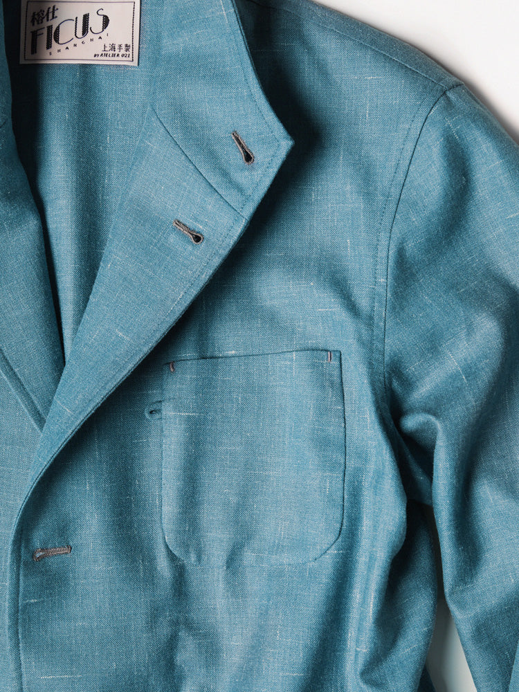 Sky-blue Wool/Silk Teba 118 Jacket - Loro Piana