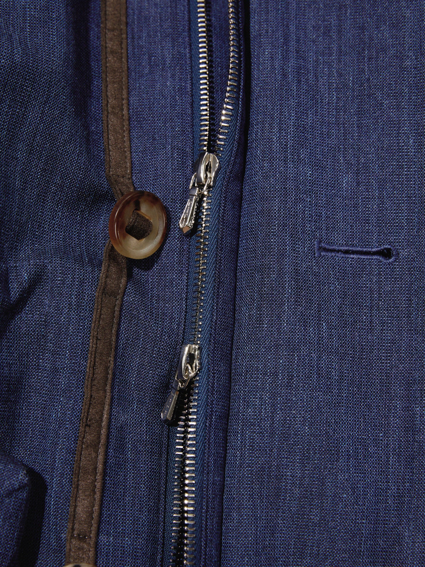 Blue Water-Repellent Silk/Linen/Wool Canada Coat