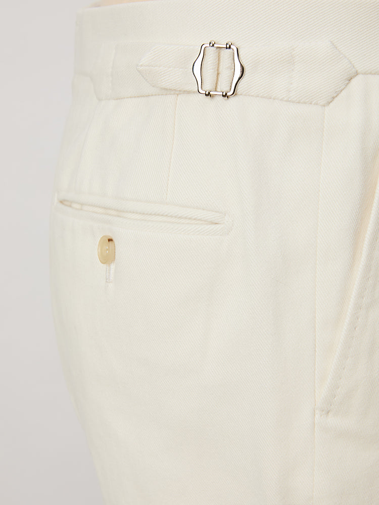 COTTON WAY MOVA Heavyweight Cotton Trousers - Loro Piana / White
