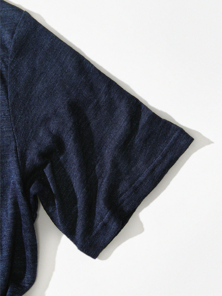 PREMIÈRE Linen Short-Sleeved T-shirt In Navy
