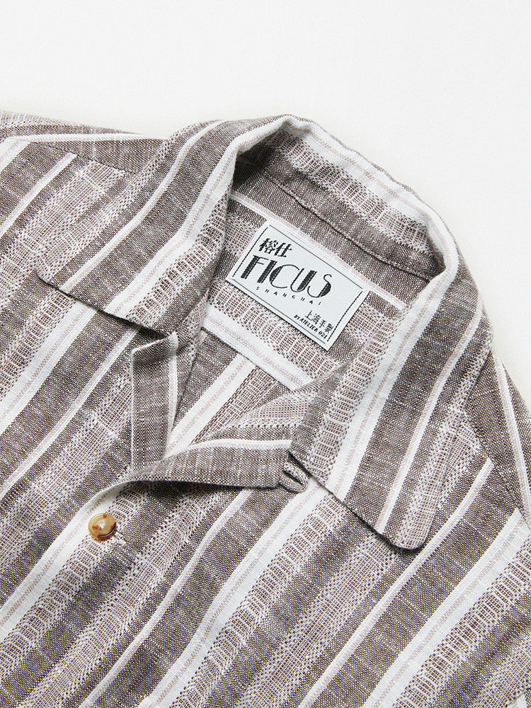 Neapolitan Multi-Color Jacquard Stripe Aloha Shirt