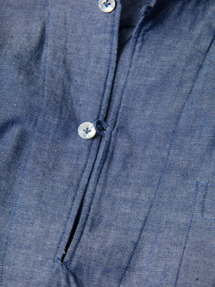 Chambray Polo Pullover Shirt - Blue