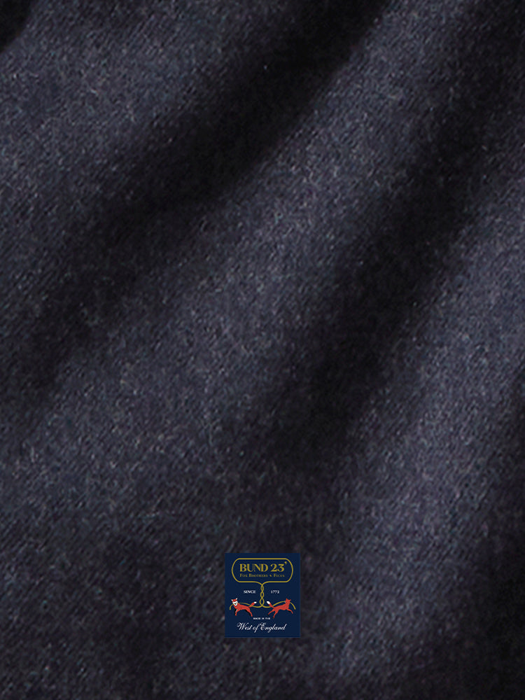 Indigo Water-Repellent Wool Flannel Raglan Sleeve 'Freezer' Coat - Fox Brothers