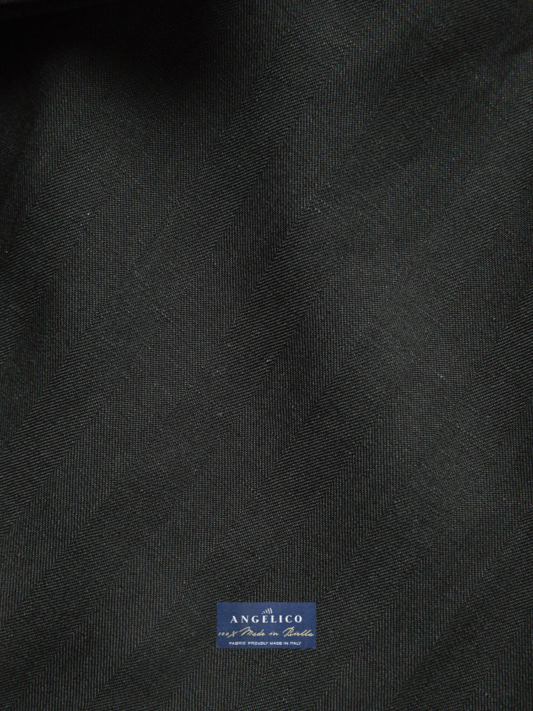 Wool-Linen Double-Breasted Blazer – Black Herringbone / Angelico