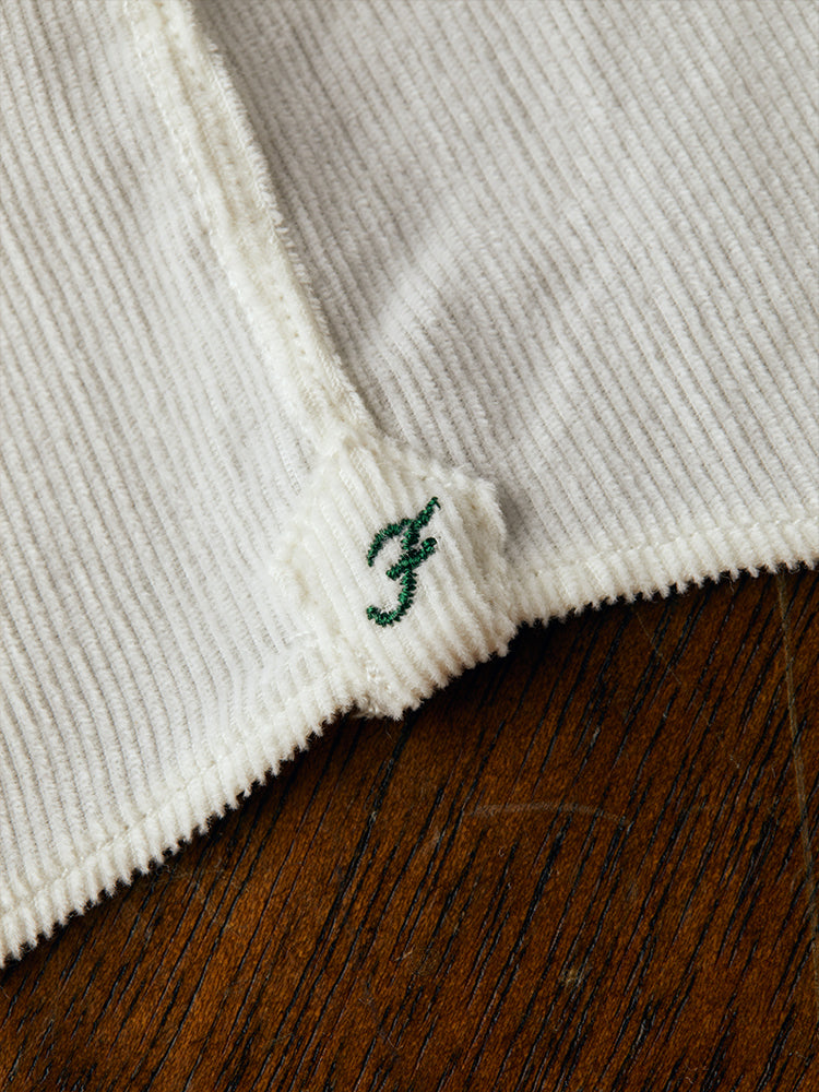 Neapolitan Sea Island Cotton Corduroy Handcrafted Shirt - White/Thomas Mason