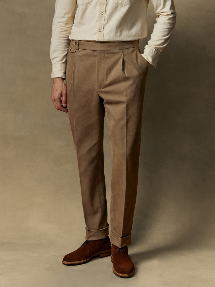 COTTON WAY MOVA Heavyweight Cotton Trousers - Loro Piana / Dark Brown