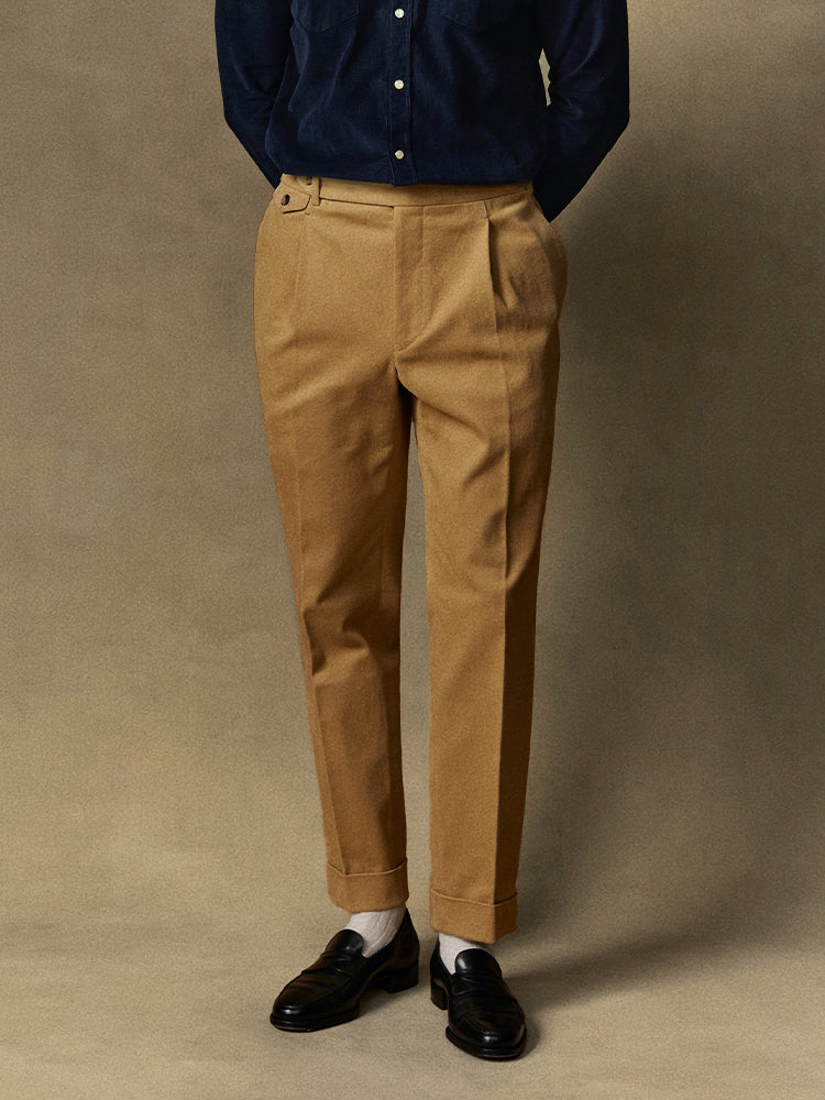 COTTON WAY MOVA Heavyweight Cotton Trousers - Loro Piana / Khaki