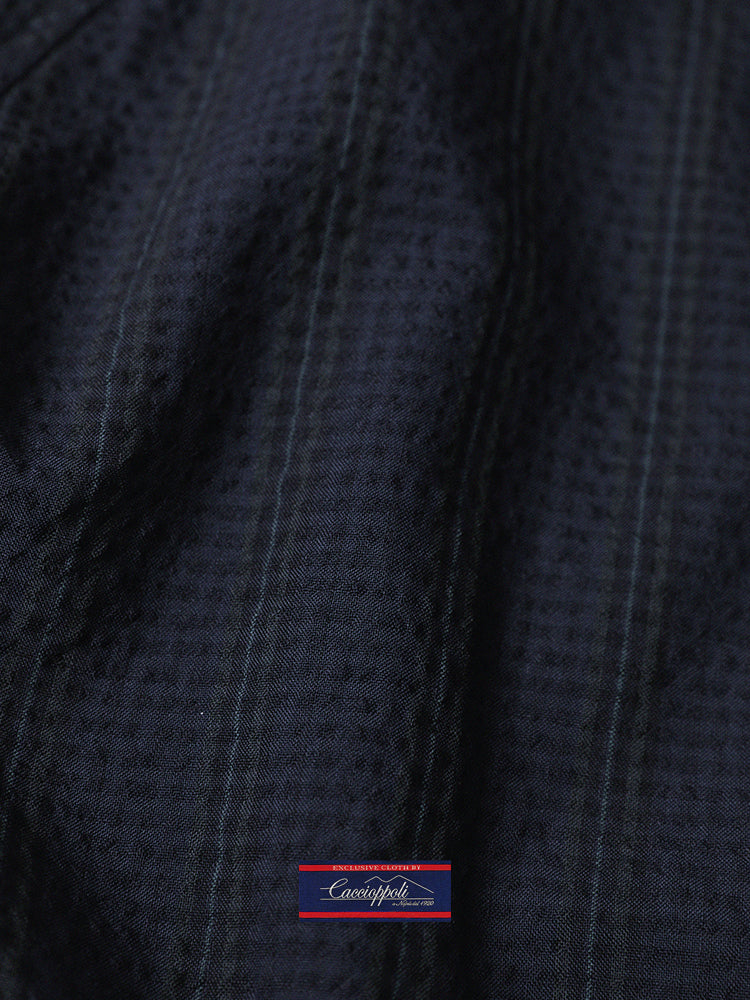 Wool Seersucker Golf Jacket 019 – Navy Pinstripe / Caccioppoli