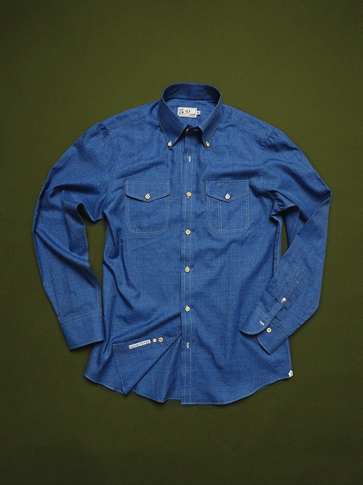 Denim Button-Down Handcrafted Shirt - Carlo Riva