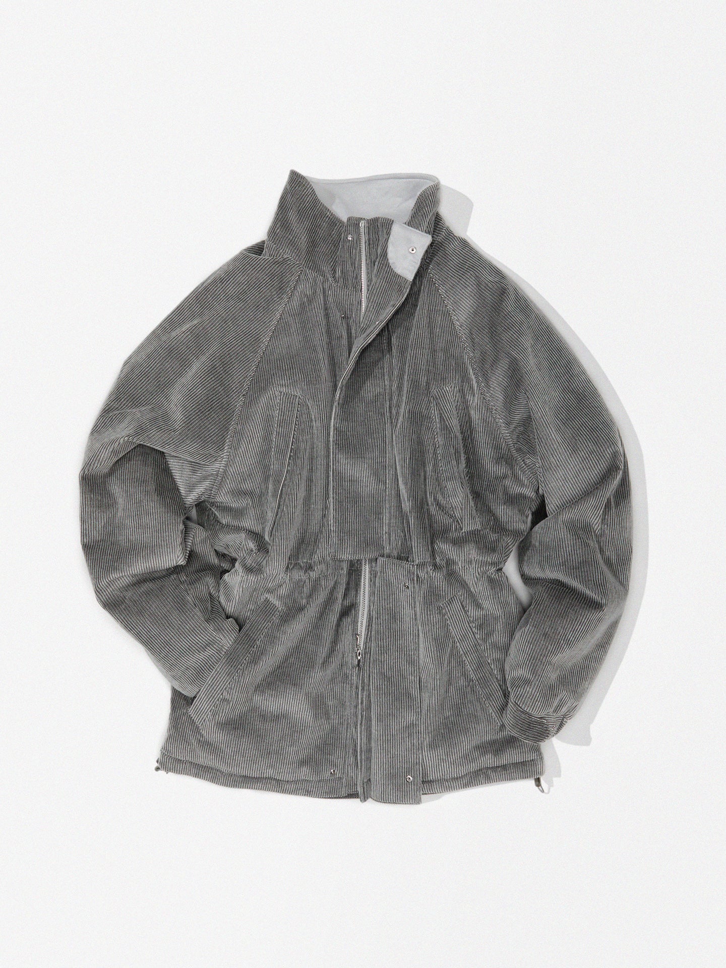 Snow Gray Water-Repellent Corduroy ‘Altai’ Lightweight Down Jacket